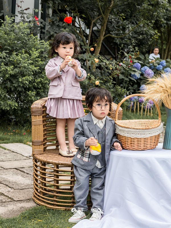 木朵爸爸童装2021秋冬季粉色纯色西装