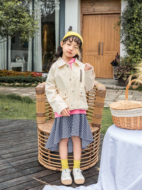 木朵爸爸童装2022秋冬季卡其色纯色外套