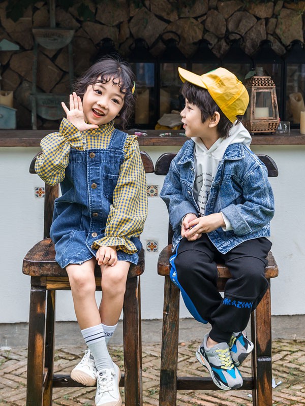 木朵爸爸童装2021秋冬季藏蓝色纯色背带裙