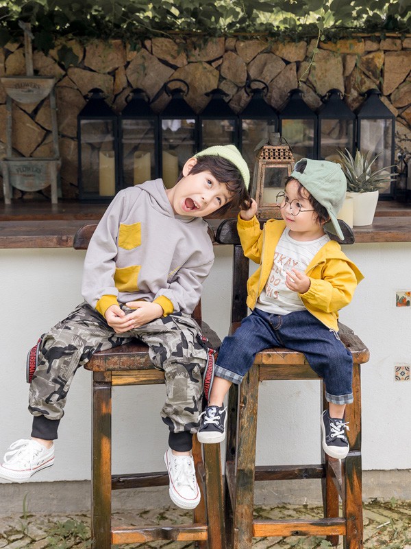 木朵爸爸童装2021秋冬季灰色印花卫衣