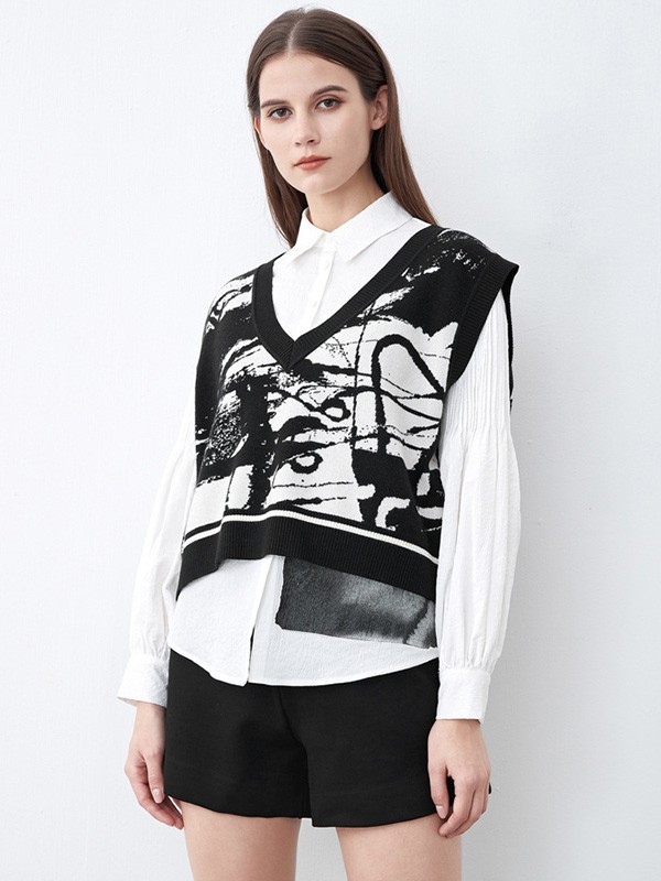 圣迪奥2022春夏季黑色印花背心