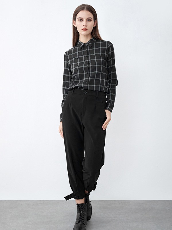 圣迪奥2022春夏季黑色格子衬衫