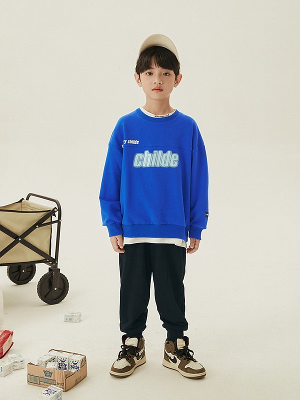 多多家童装2022春夏季蓝色印花T恤