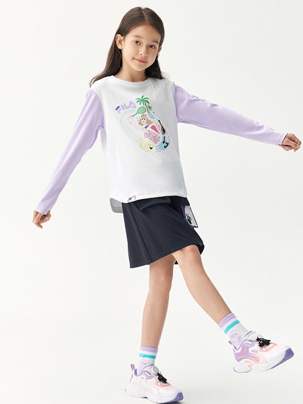 斐乐童装2022春夏季白色印花T恤