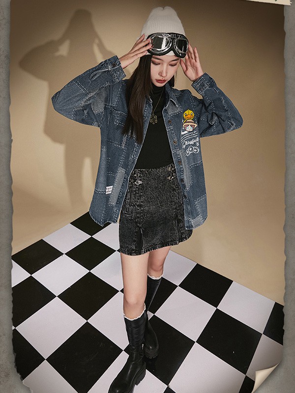 小黄鸭休闲装2022春夏季黑色纯色包臀裙