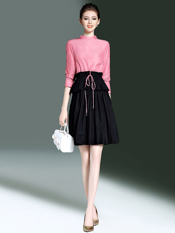 海青蓝女装2022春夏季黑色纯色短裙