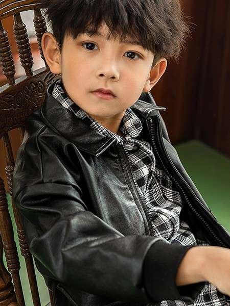 炒饭童装2021秋冬季黑色格子衬衫