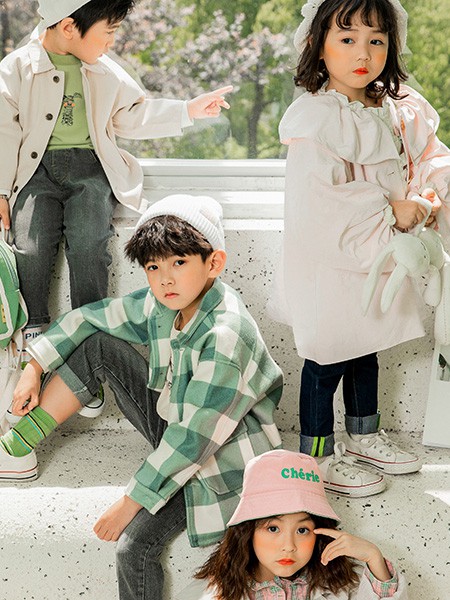 炒饭童装2021秋冬季绿色格子衬衫