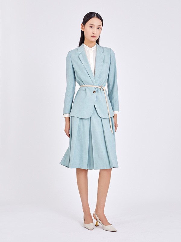 卡蔓2022春夏季蓝色纯色西装