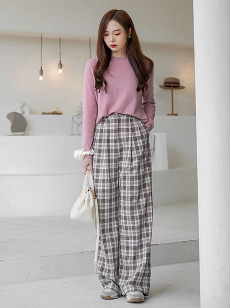 谜秀女装2022春夏季粉色纯色T恤