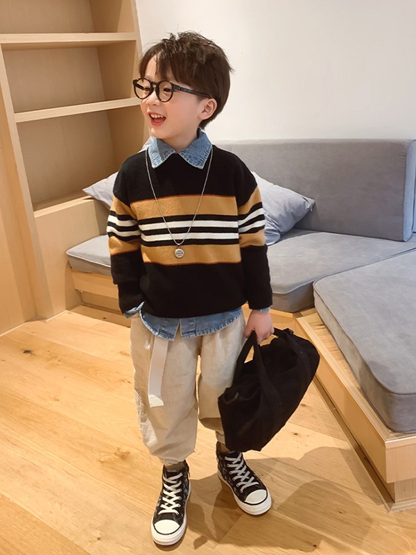 左西2022春夏季黑色条纹T恤