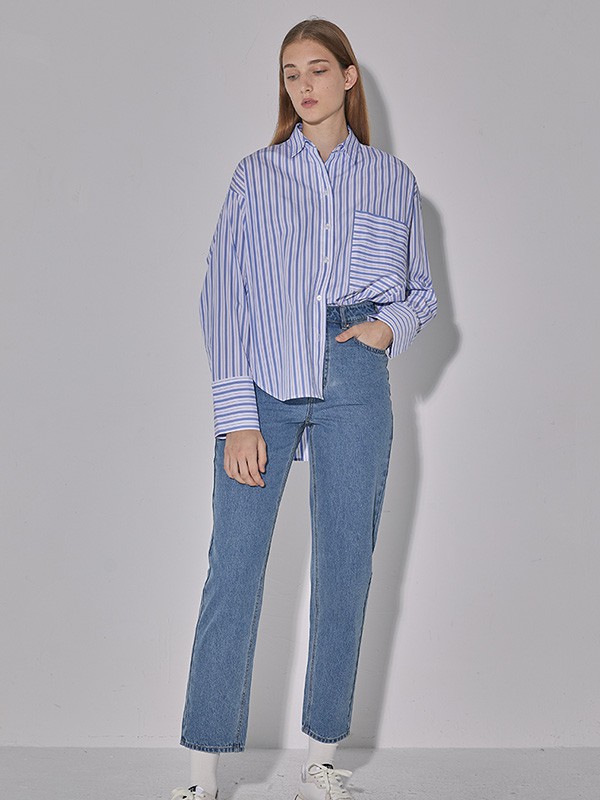 百家好女装2022春夏季白色条纹衬衫