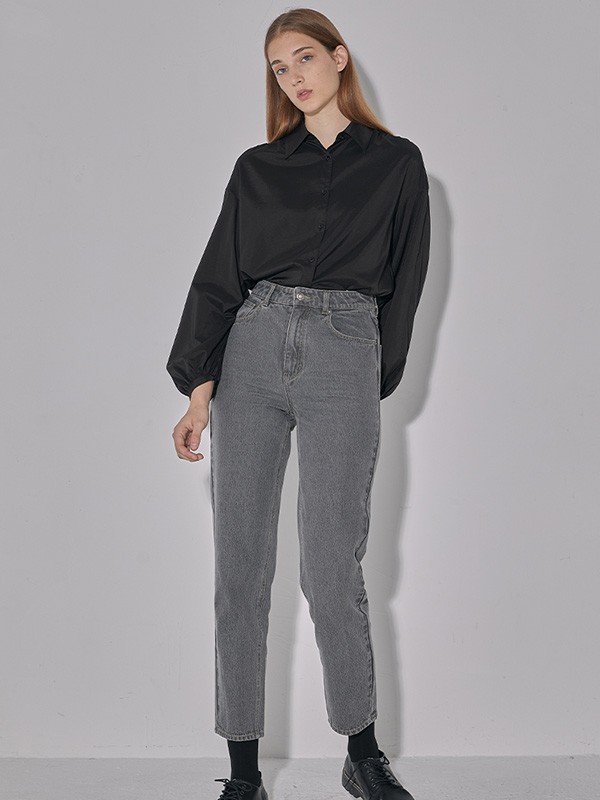 百家好女装2022春夏季黑色纯色衬衫