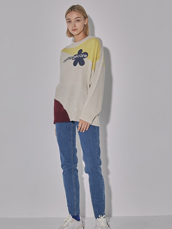 百家好女装2022春夏季米色印花T恤