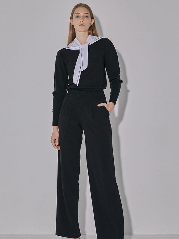 百家好女装2022春夏季黑色纯色长裤