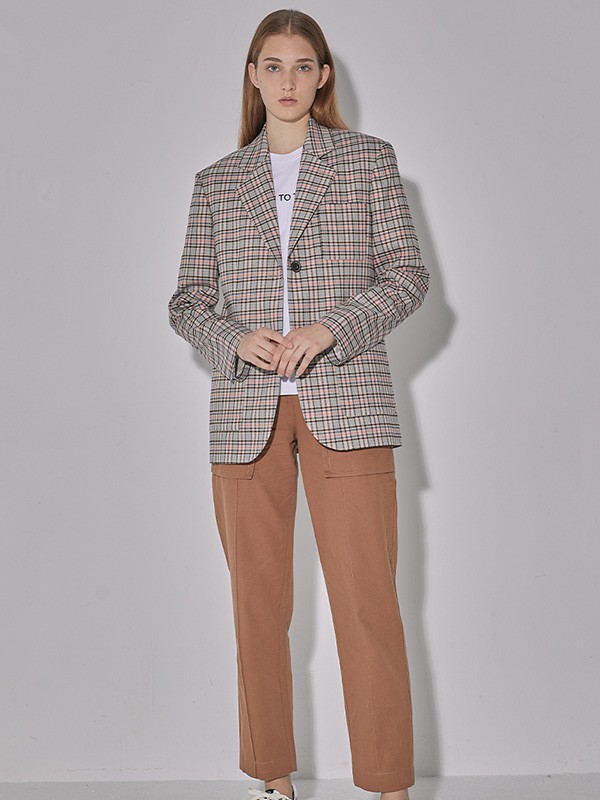 百家好女装2022春夏季灰色格子西装