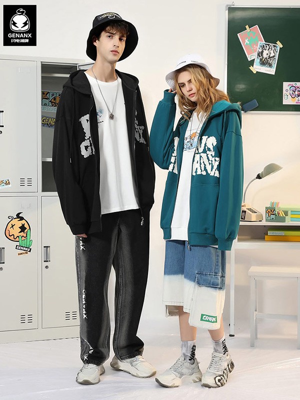 闪电潮牌休闲装2022春夏季绿色字母外套