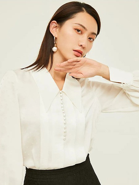 思慕缇2021春夏季白色纯色衬衫