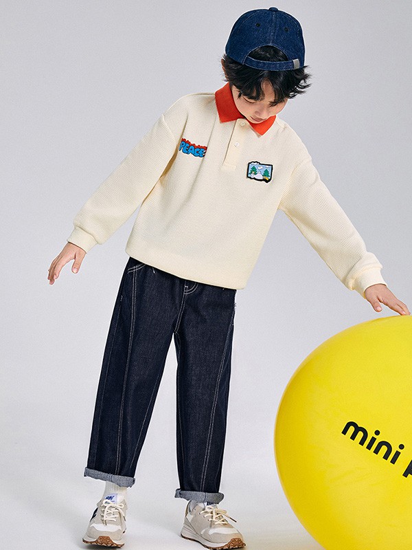 MiniPeace童装2022春夏季黑色纯色阔腿裤