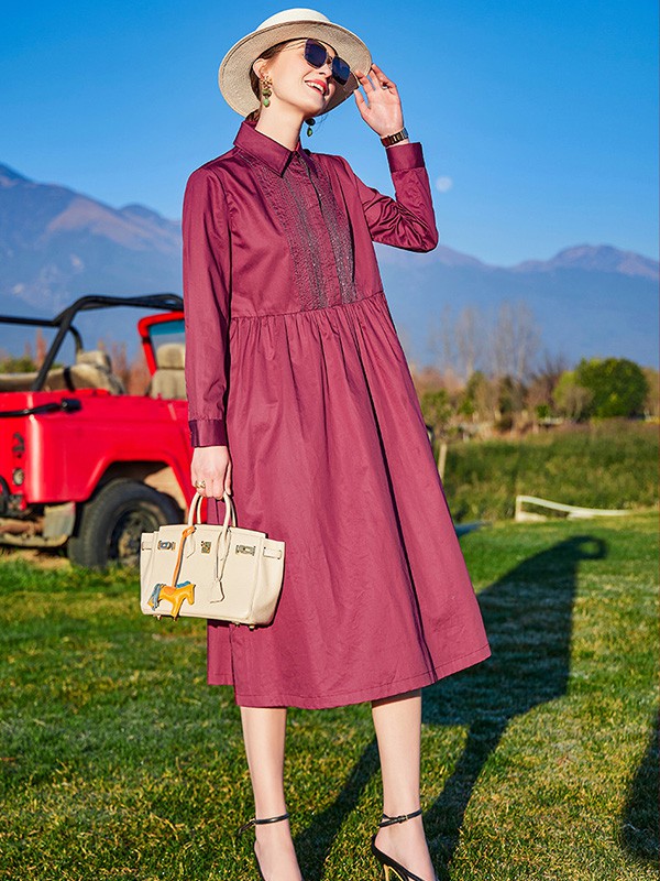 卡米兰女装2022春夏季粉色收腰连衣裙