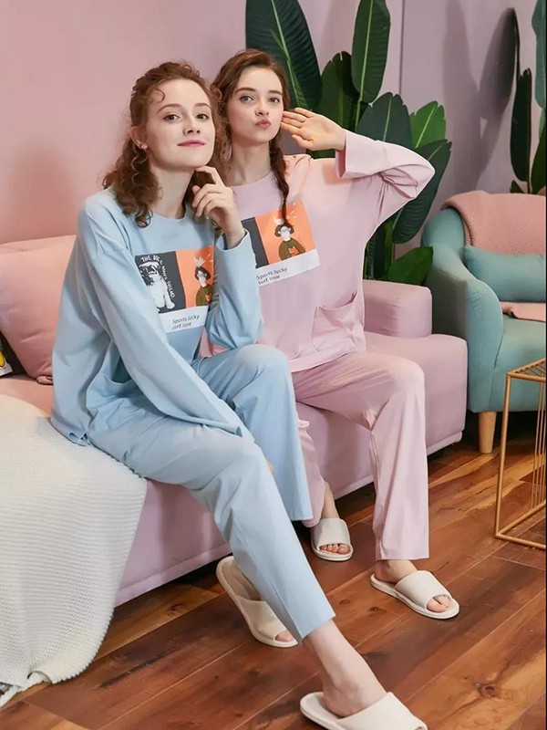 罗丽丝内衣2021秋冬季蓝色家居服