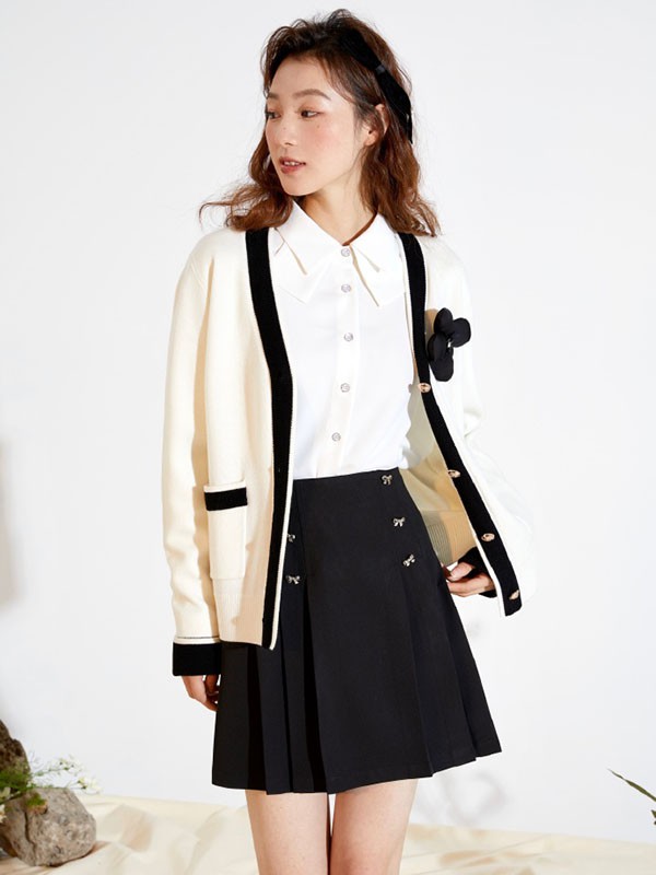 D.SIGN女装2022春夏季黑色纯色百褶裙