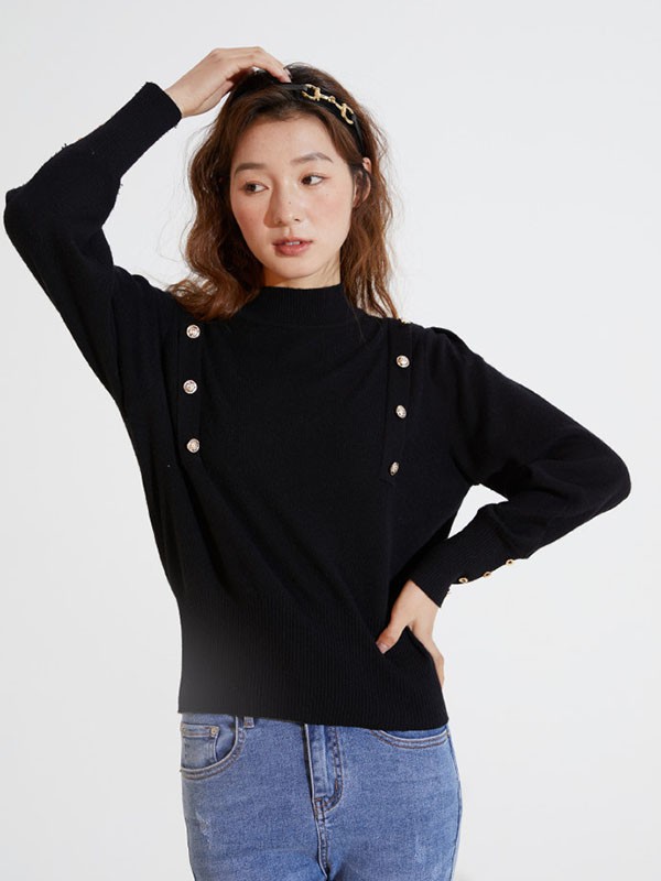 D.SIGN女装2022春夏季黑色高领针织衫