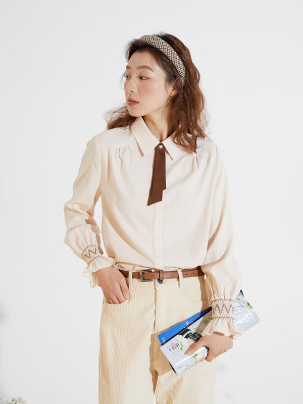 D.SIGN女装2022春夏季米色纯色衬衫