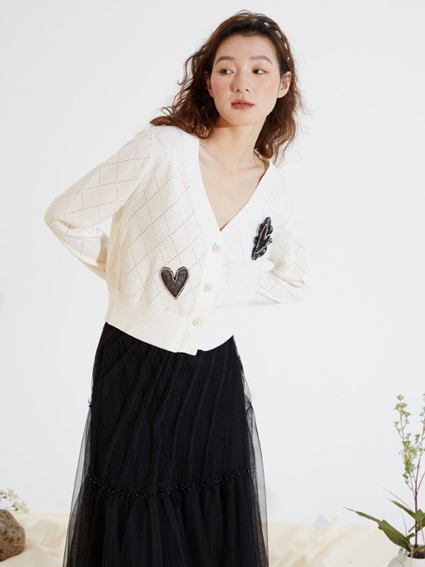 D.SIGN女装2022春夏季白色印花针织衫