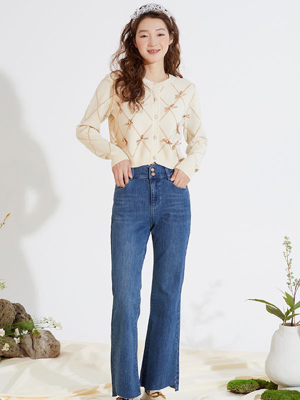 D.SIGN女装2022春夏季藏蓝色纯色阔腿裤