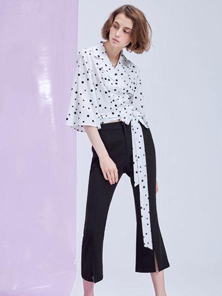M.STUDIO女装2022春夏季白色波点雪纺衫
