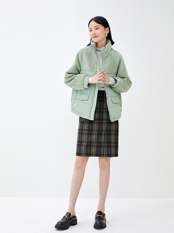 恩瑞妮女装2021秋冬季黑色格子半身裙