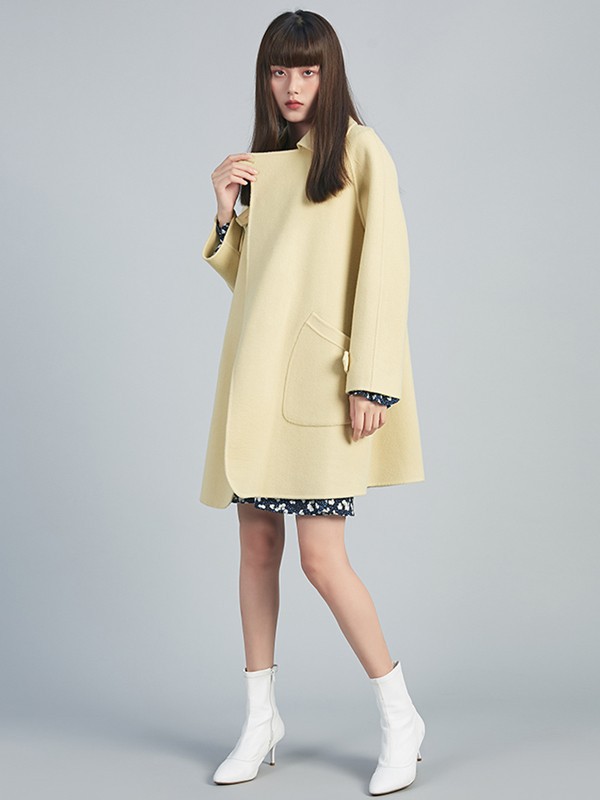恩瑞妮女装2021秋冬季卡其色纯色大衣