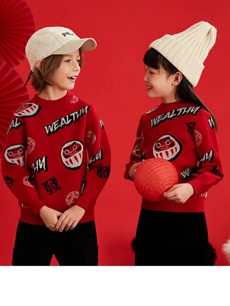 植木2021秋冬季红色印花毛衣