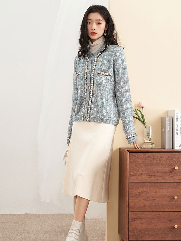 拉夏贝尔女装2022春夏季白色纯色半身裙