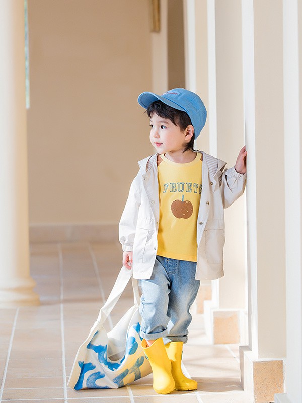 古力家童装2022春夏季黄色印花T恤