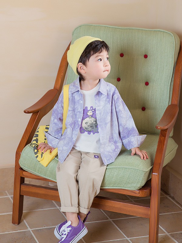 古力家童装2022春夏季白色印花T恤