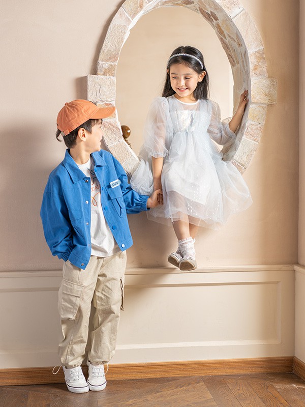 古力家童装2022春夏季白色印花T恤