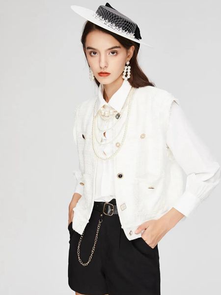 MOODEVER女装2022春夏季白色纯色外套