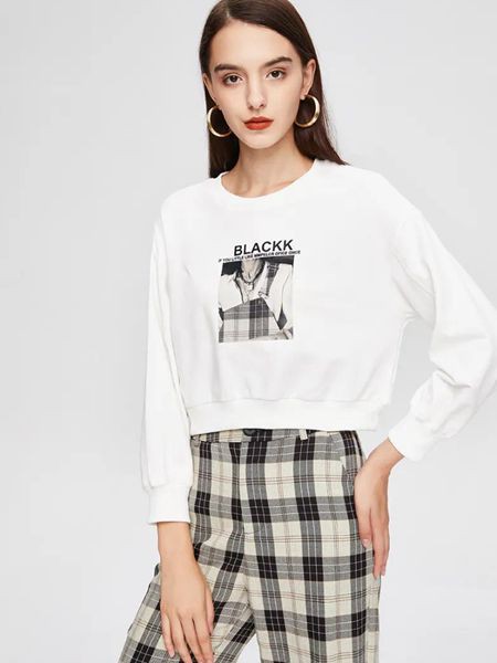 MOODEVER女装2022春夏季白色印花T恤