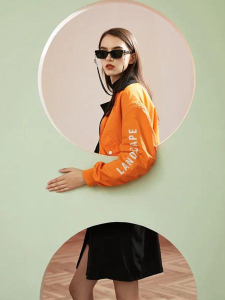 MOODEVER女装2022春夏季橙色字母外套