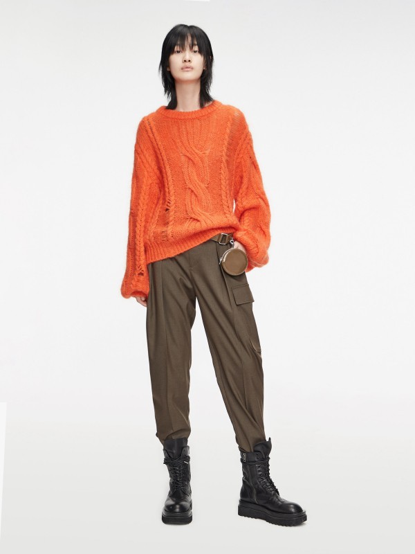 摩安珂 2021秋冬季咖啡色纯色长裤