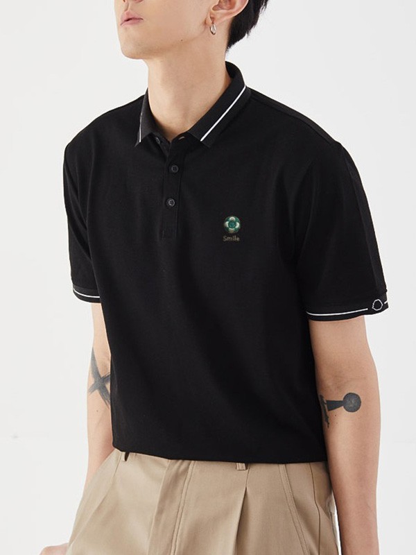 乔克马丁2022春夏季黑色印花polo衫