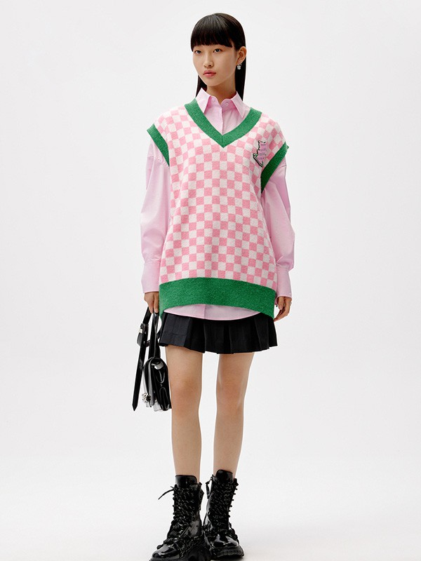 荷高2022春夏季粉色印花背心