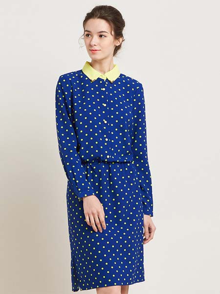 埃迪拉女装2022春夏季蓝色波点半身裙