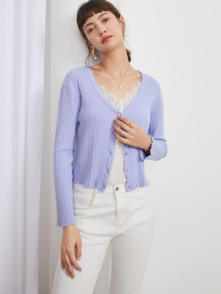 伊布都2022春夏季紫色纯色雪纺衫