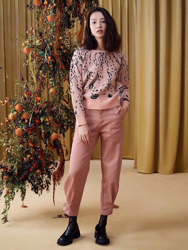 CC&DD女装2022春夏季粉色纯色工装裤