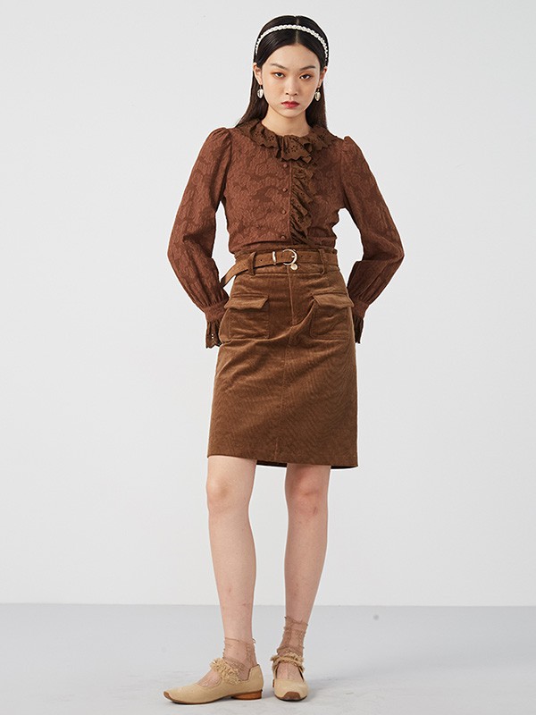 CC&DD女装2022春夏季咖啡色纯色包臀裙