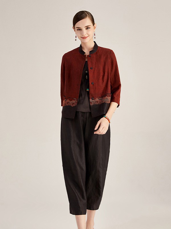 天意女装2021秋冬季黑色纯色阔腿裤