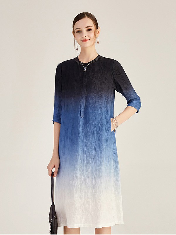 天意女装2021秋冬季拼色撞色连衣裙